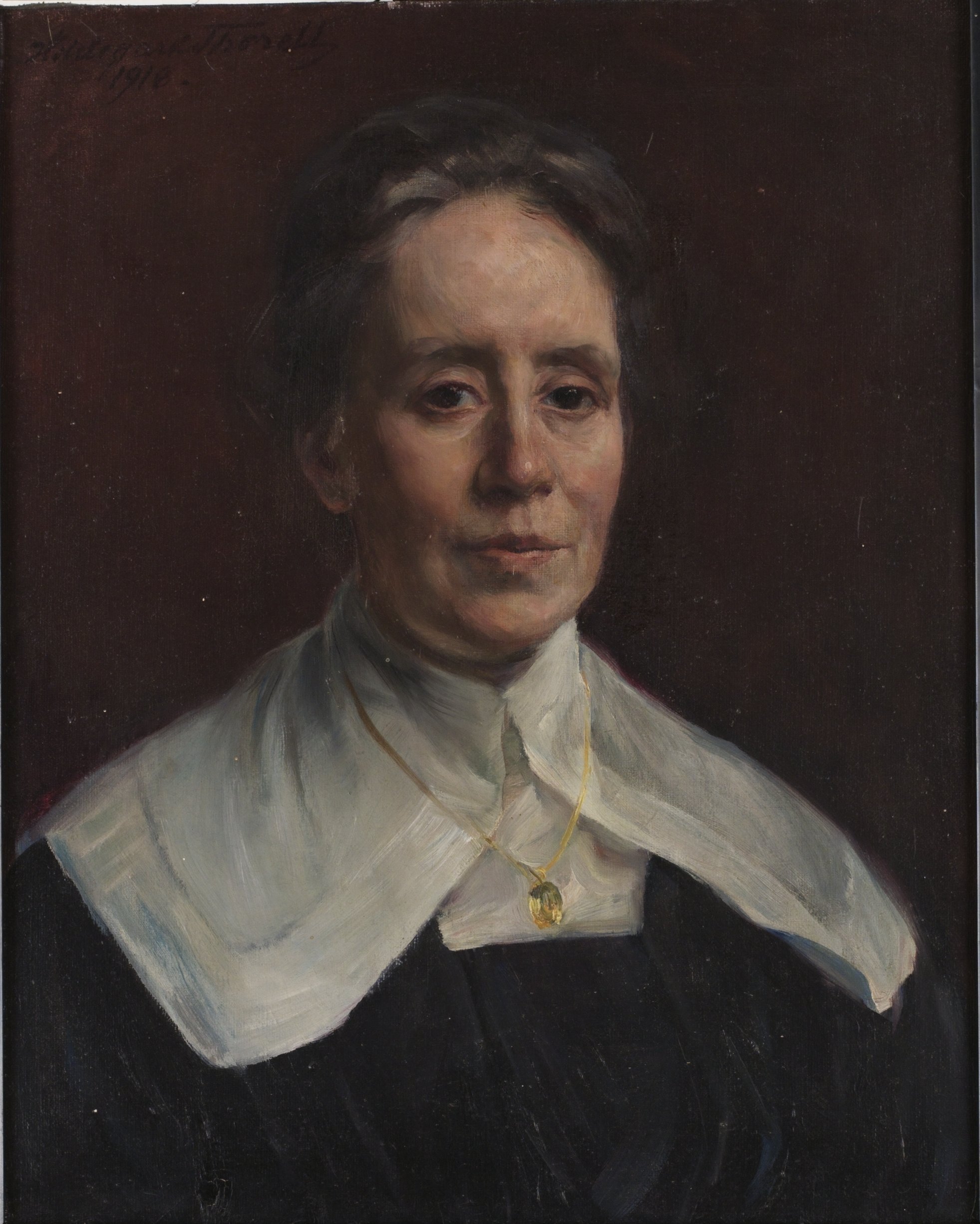 Fanny Brate porträtterad 1918 av Hildegard Thorell (1850-1930). Bildkälla: Wikimedia Commons