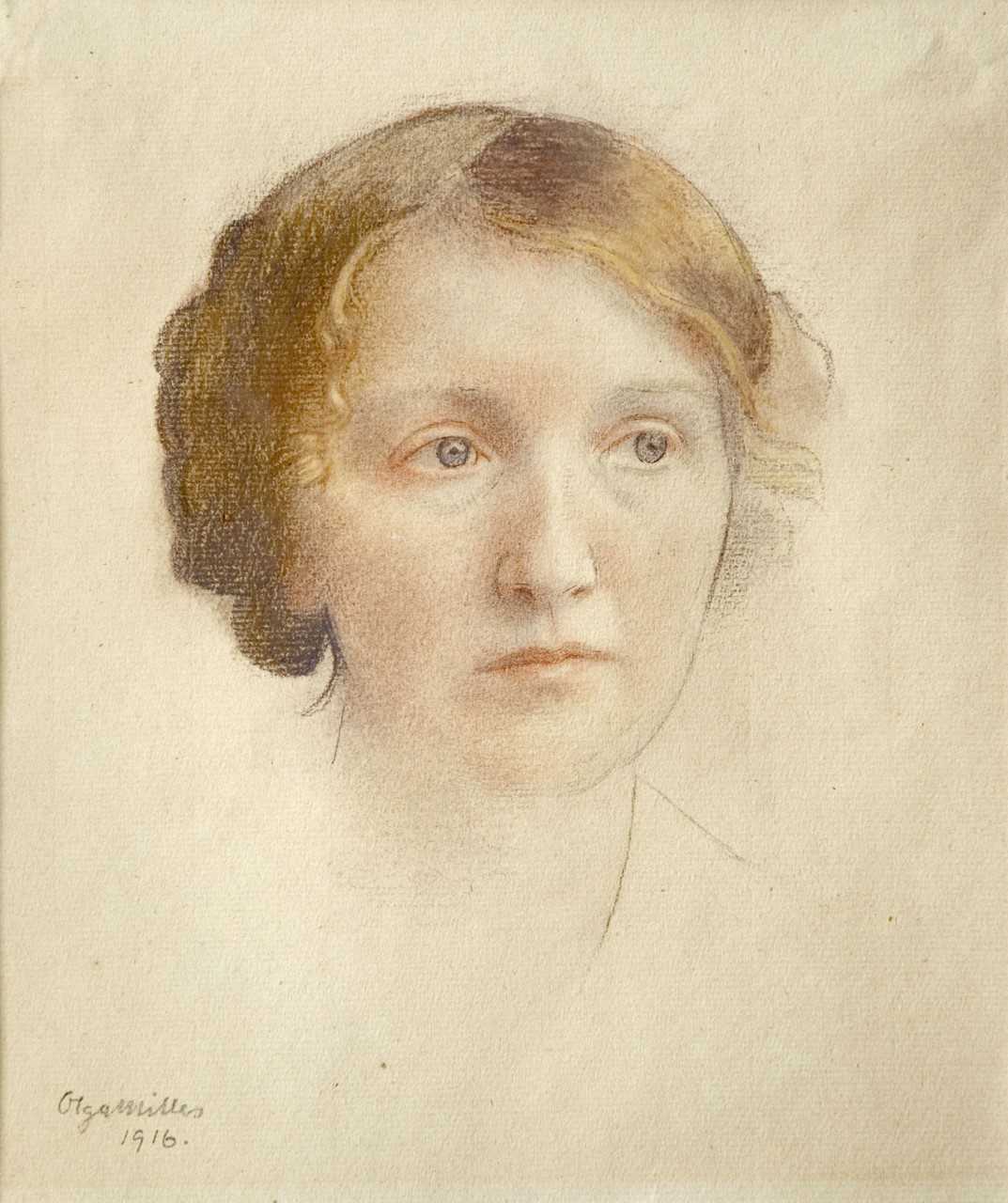 Självporträtt av Olga Milles, 1916. Ingår i  Millesgårdens samlingar