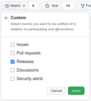 Watch releases screenshot