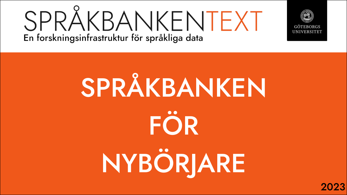 Framsida för Språkbanken för nybörjare.