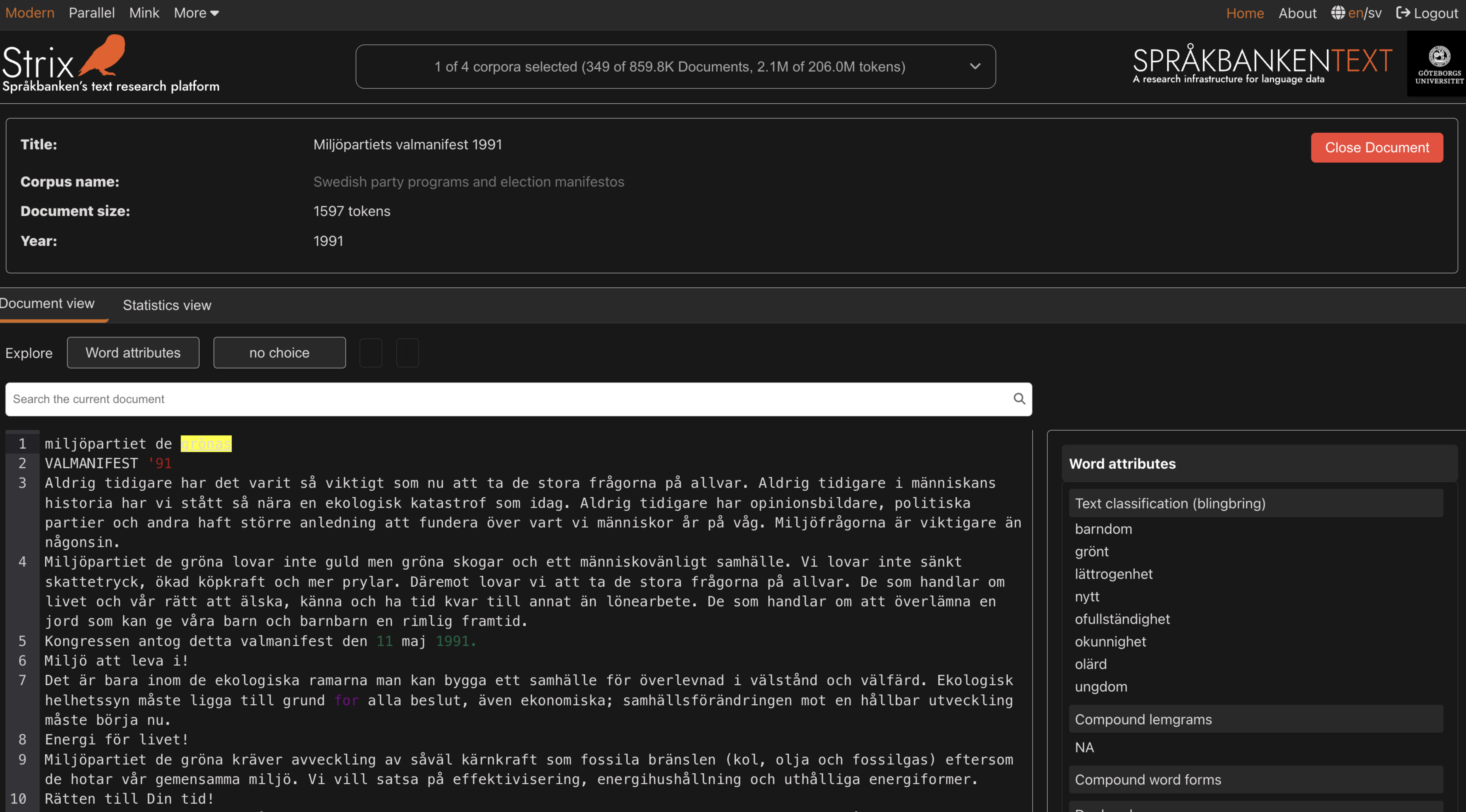 Document View in Strix